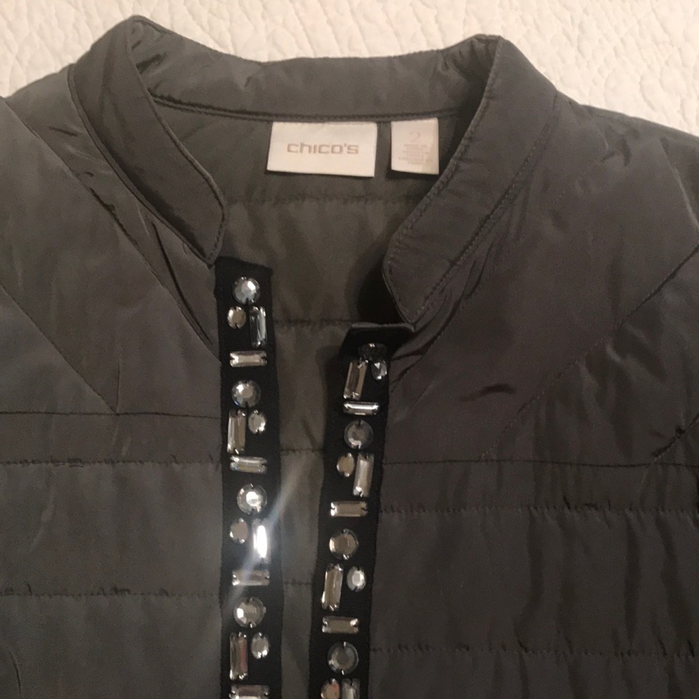 Chico’s Quilted Jacket with Jeweled Front - Picture 5 of 6